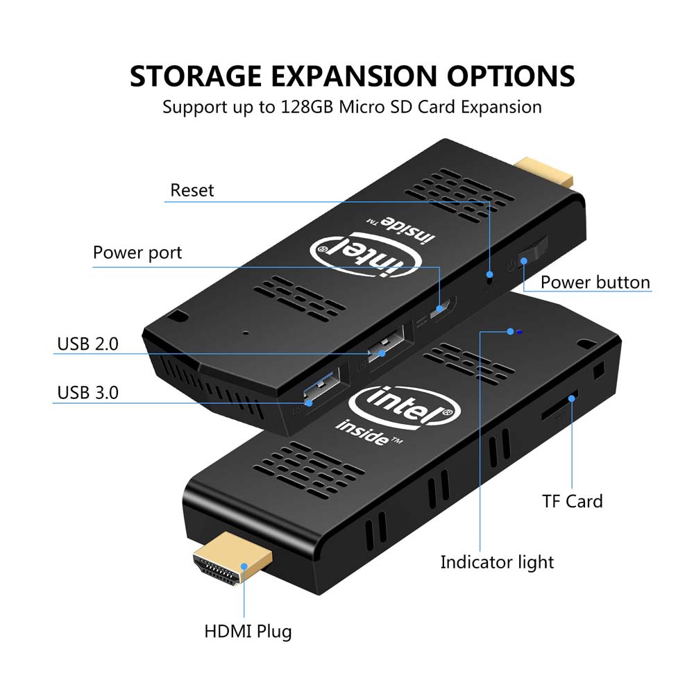 PC Stick Mini Computer Stick with Intel Atom Z8350 Windows 10 Pro 4GB RAM 64GB ROM Support 4K HD Dual Band WiFi 2.4G 5G Bluetooh 4.2 Support Auto O